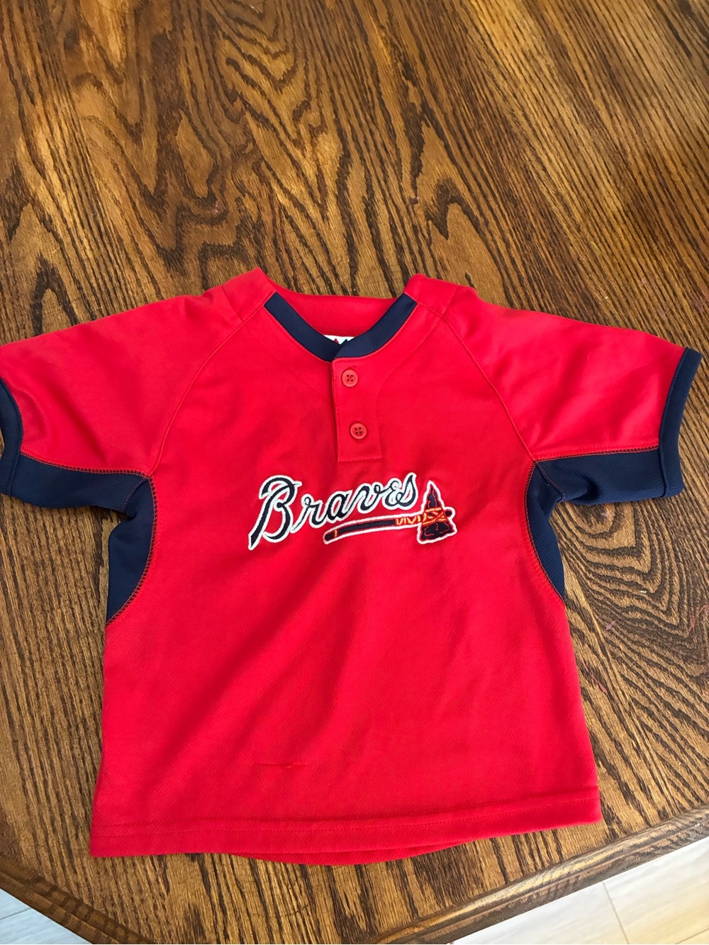 Atlanta Braves Majestic Red and Navy Kids Short Sleeve Jersey